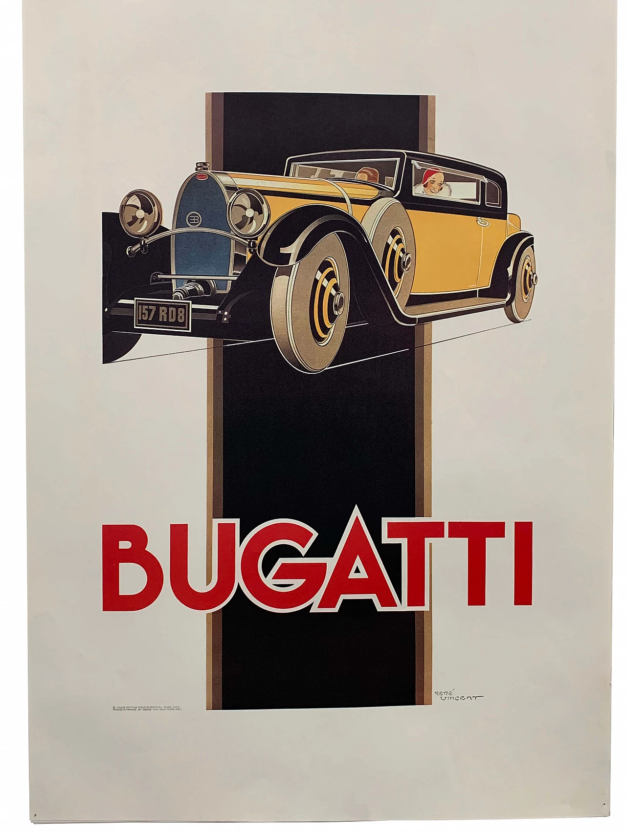 Poster Bugatti di Rene Vincent per Bedos Paris, anni '60 1106503