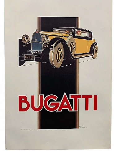 Poster Bugatti di Rene Vincent per Bedos Paris, anni '60