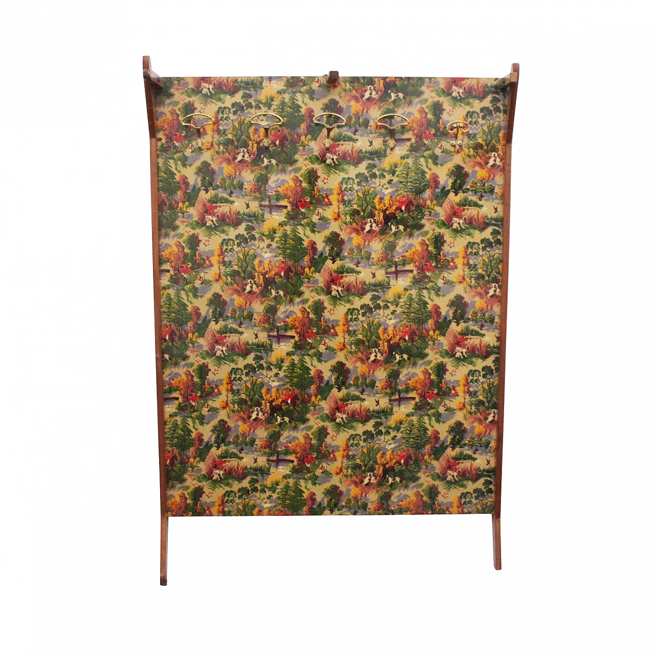 Teak wall clothes hanger with hunting scene, Italy, 50s 1106506