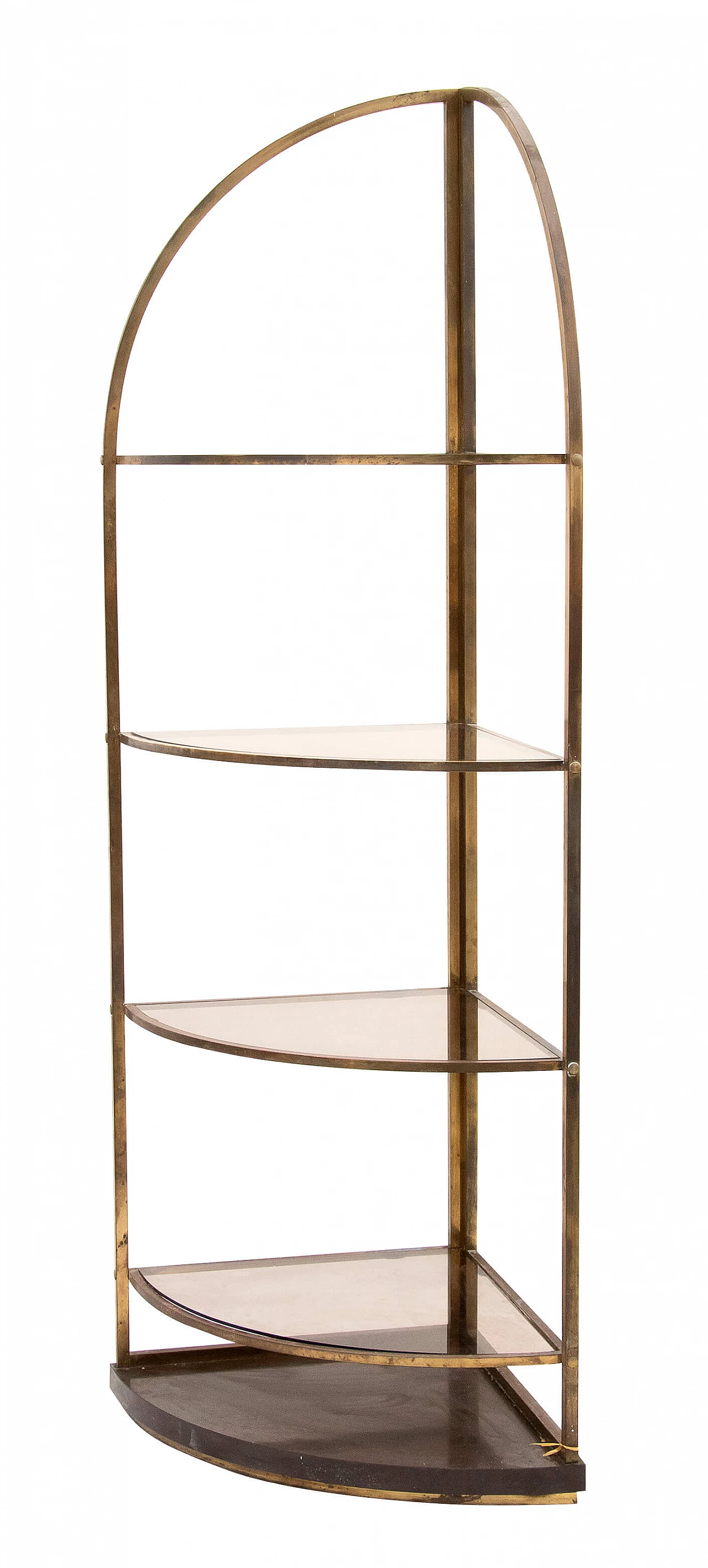 Brass and glass corner bookcase by Romeo Rega, 1970s 1106524