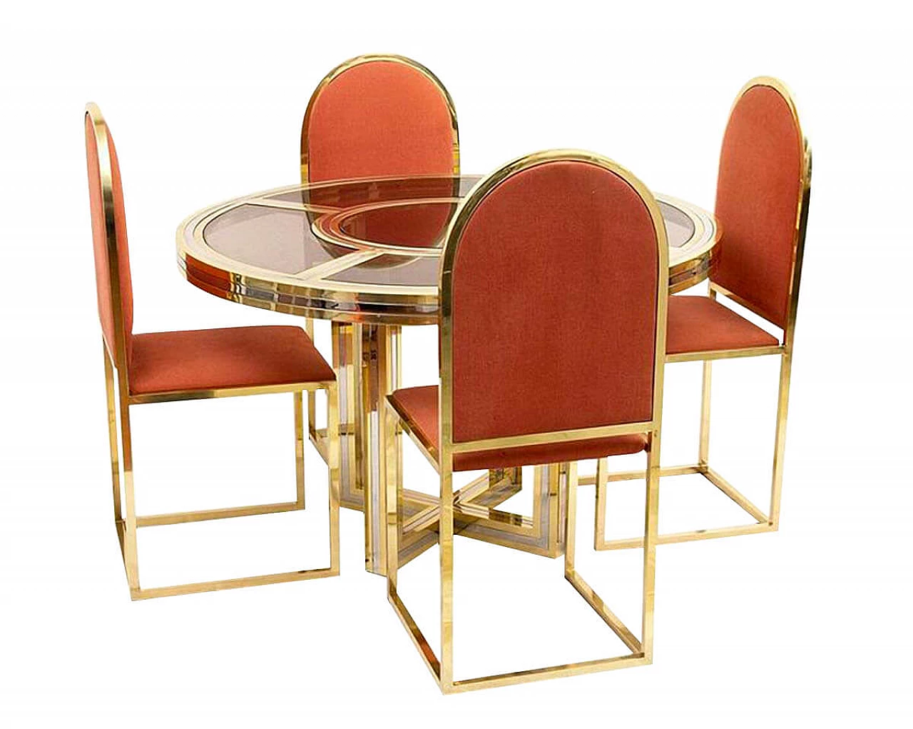 Set da pranzo in ottone di Romeo Rega, anni '70 1106529