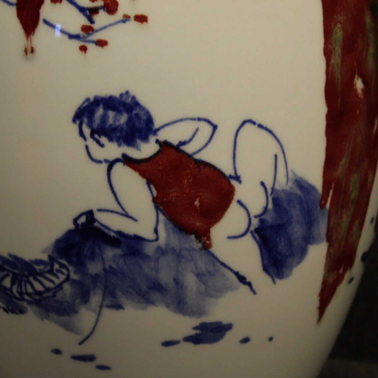 Vaso cinese in ceramica dipinta e smaltata 1106680