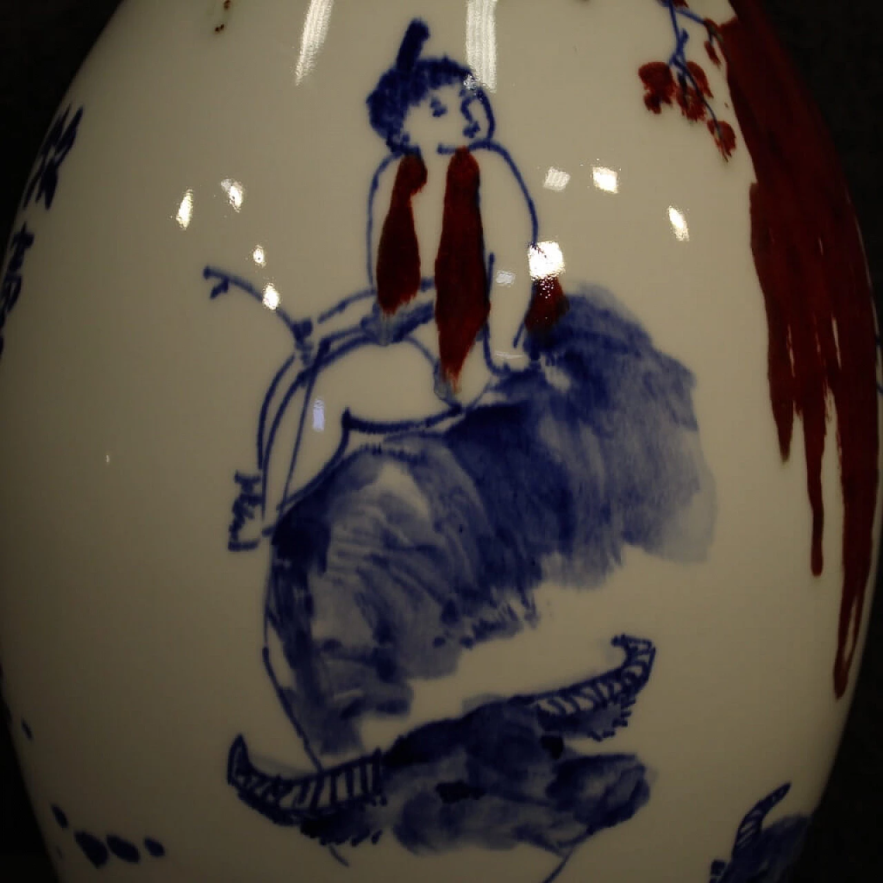 Vaso cinese in ceramica dipinta e smaltata 1106681