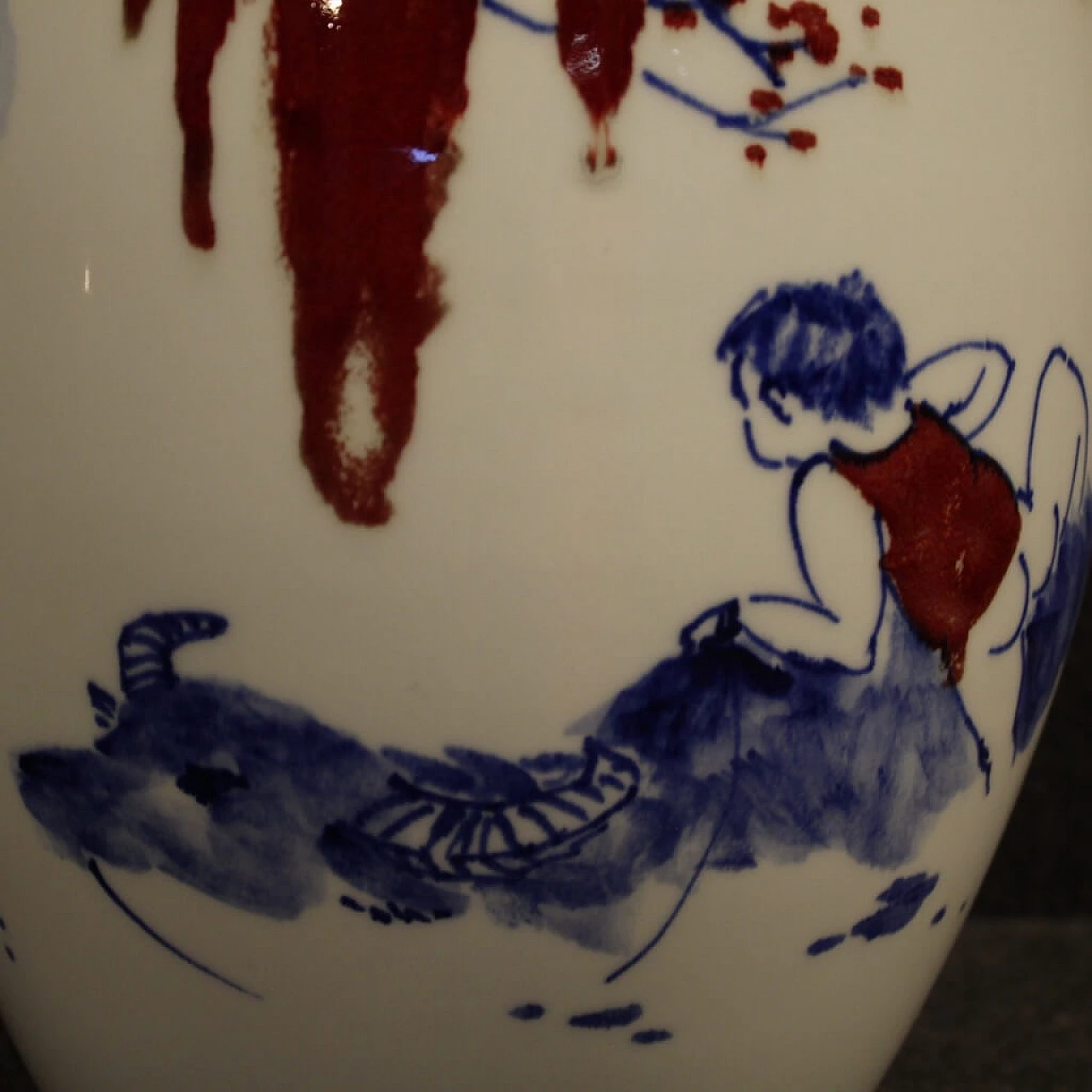 Vaso cinese in ceramica dipinta e smaltata 1106689
