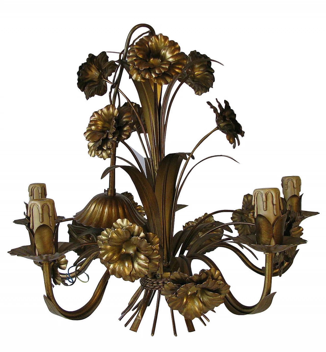 Lampadario floreale in stile Hollywood Regency, anni '60 1106787