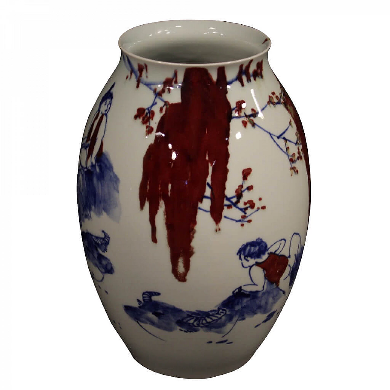 Vaso cinese in ceramica dipinta e smaltata 1106788