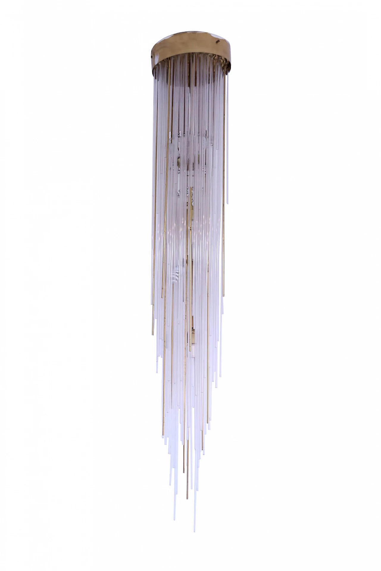 Large cascade chandelier in glass and brass, 1950s 1106793