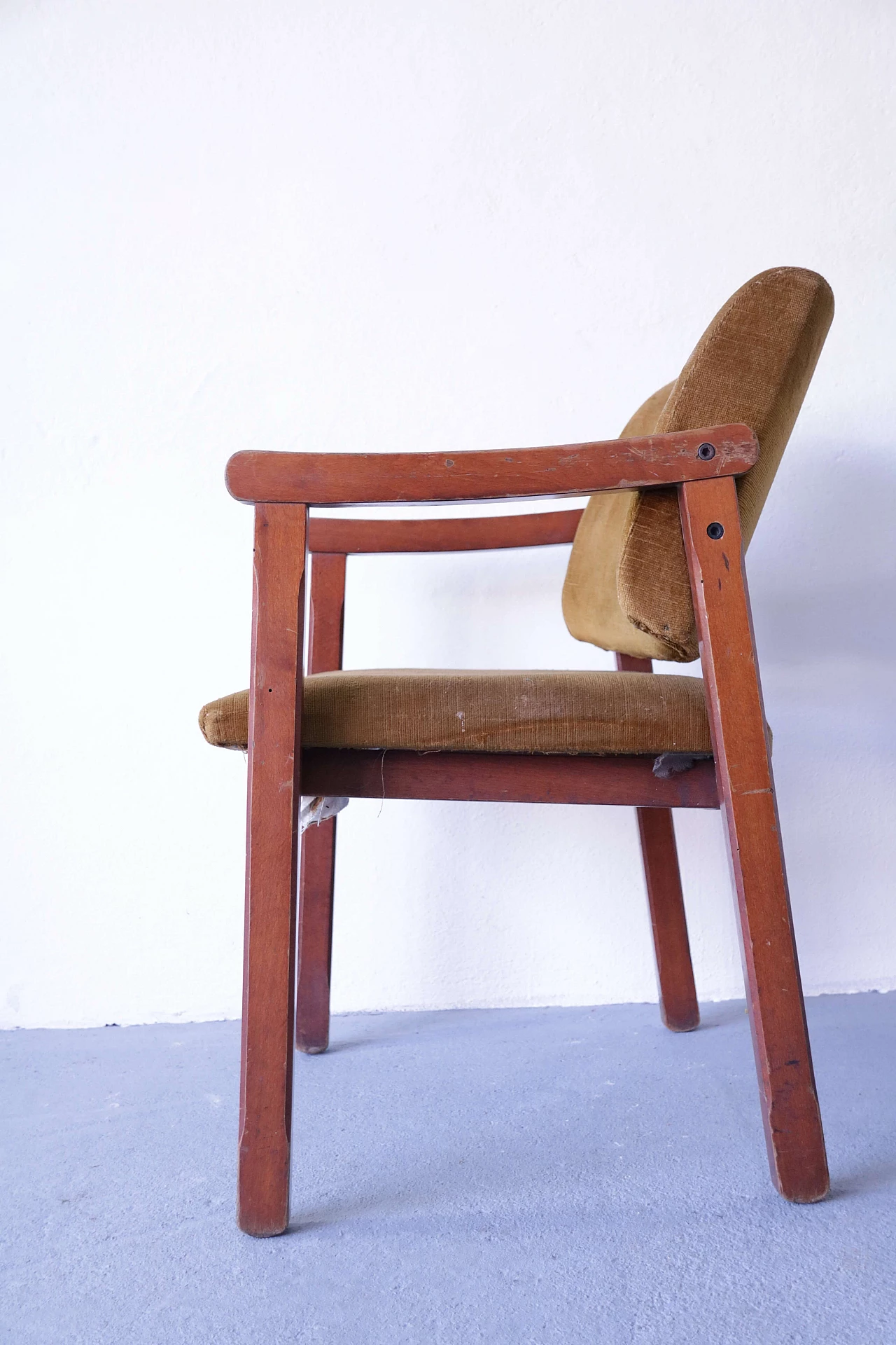 12 Beech and velvet armchairs, 1950s 1107067