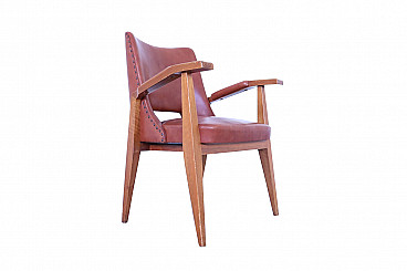 Walnut and leather low lounge chair attributed to Mario Gottardi