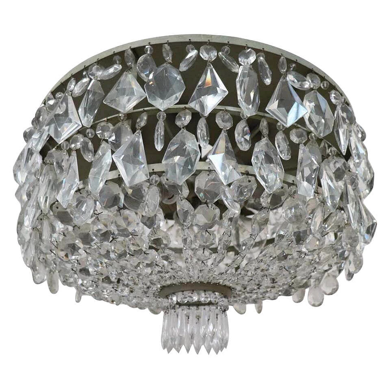 Lampadario antico con gocce di cristallo, inizi Sec XX 1107254