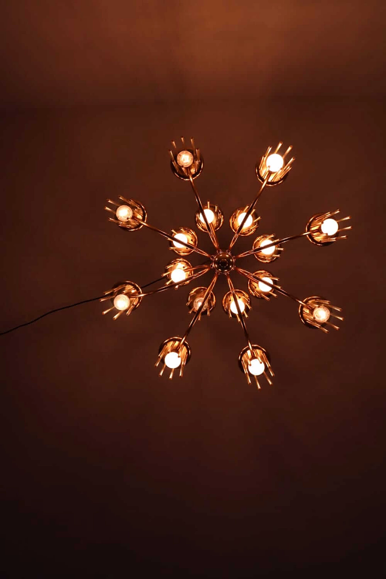 Lampadario in ottone e vetro di Gaetano Sciolari 1107365