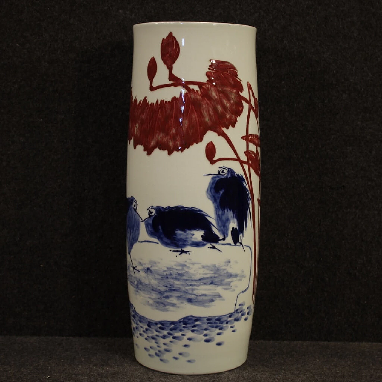 Vaso cinese in ceramica con paesaggio 1108801