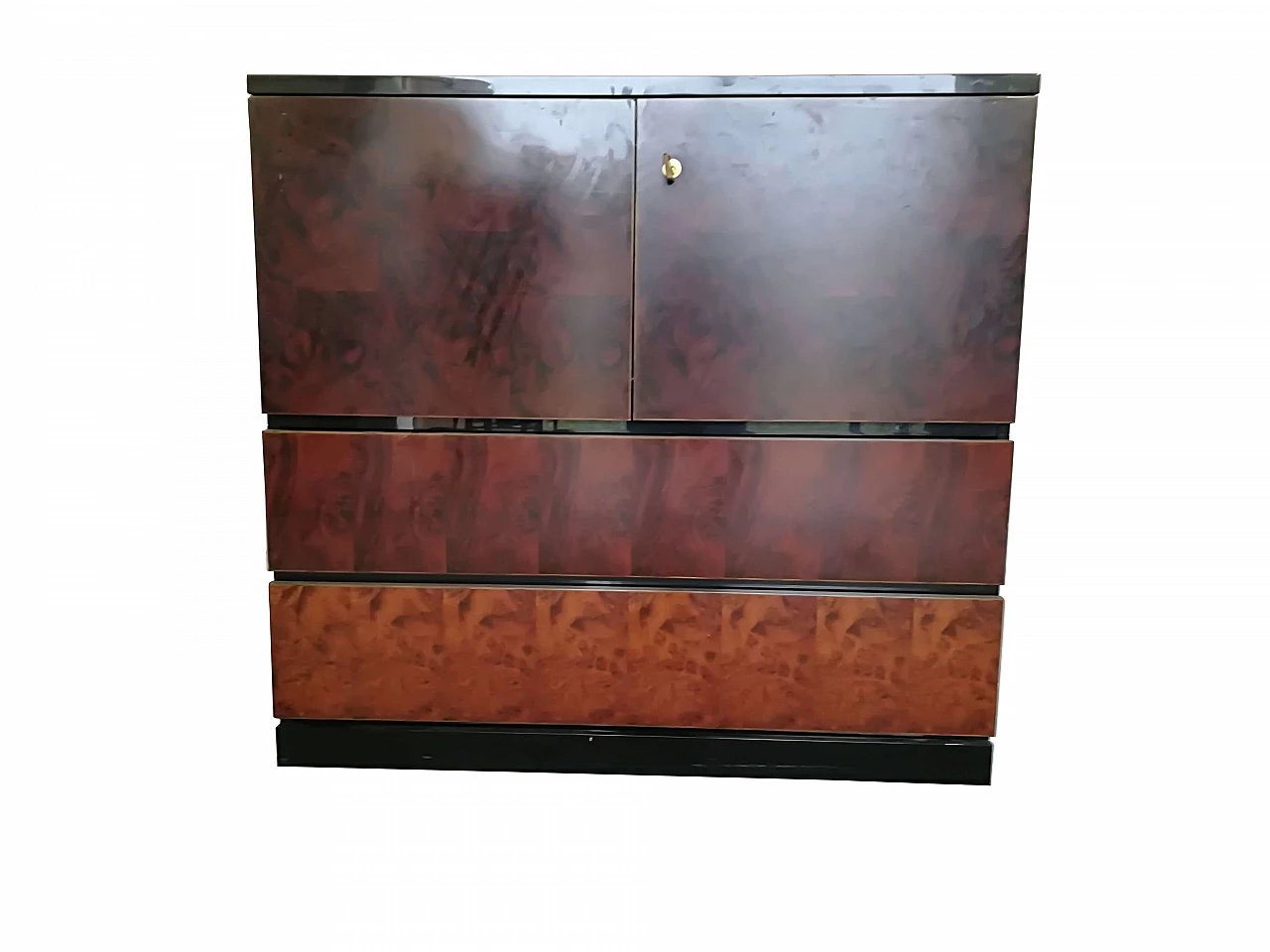 Credenza in legno e radica di Saporiti Italia, anni '70 1109456