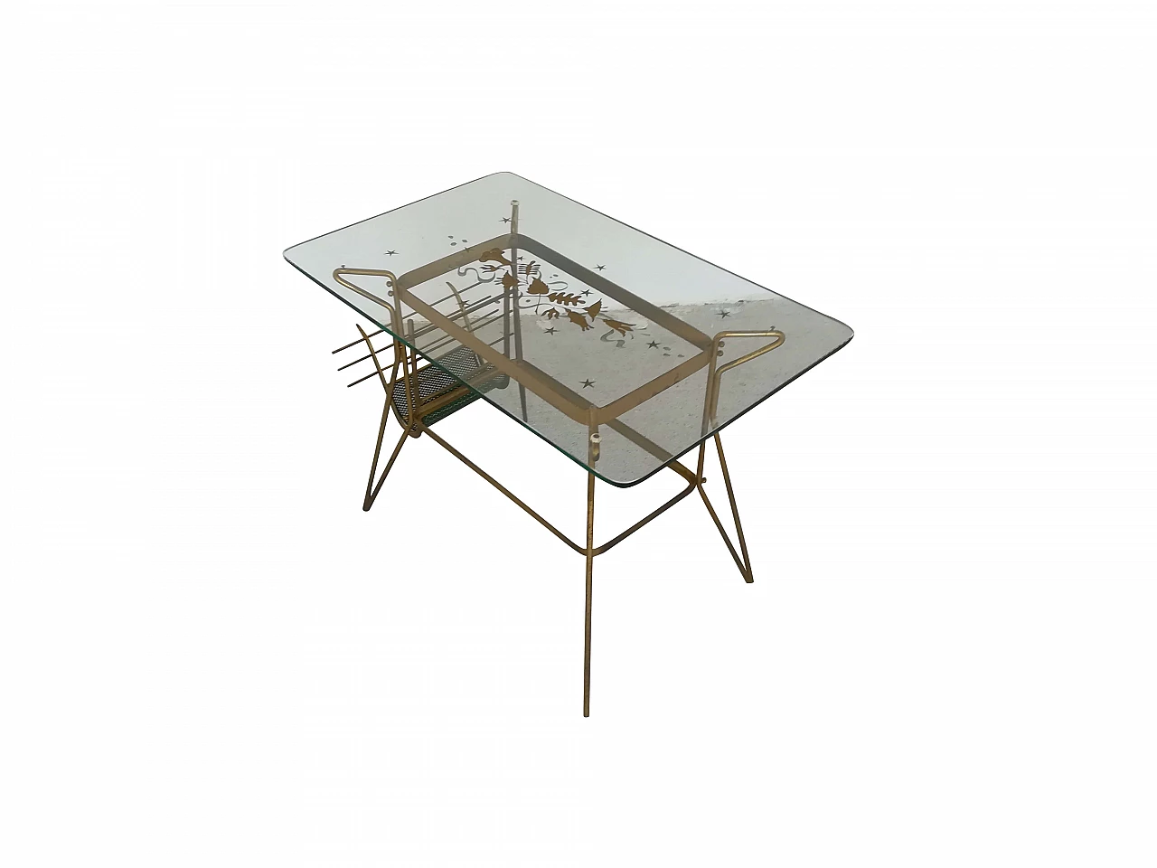 Coffee table in brass and glass 1109461