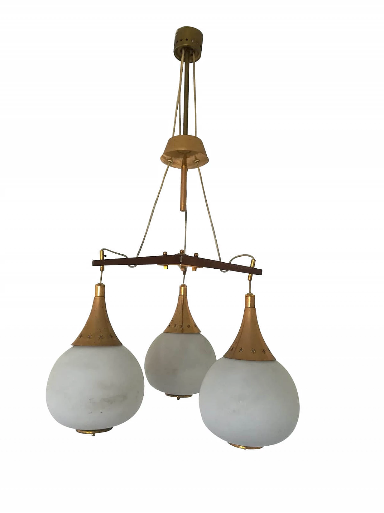 Chandelier in brass and glass by Bruno Chiarini, 1950s 1109490