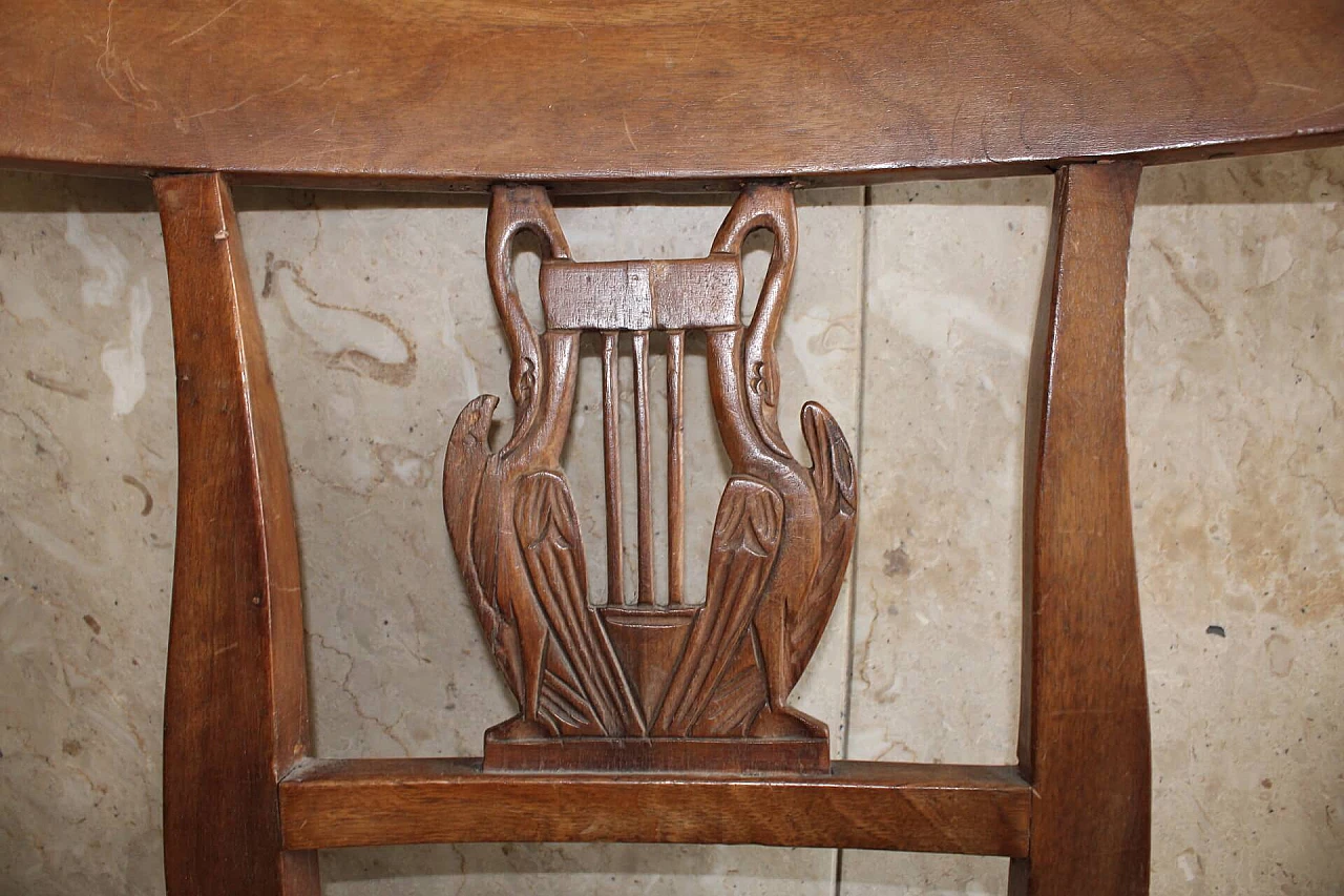 Set of 4 Imperial chairs, walnut with green silk seat, Tuscany, 19th century 1109612