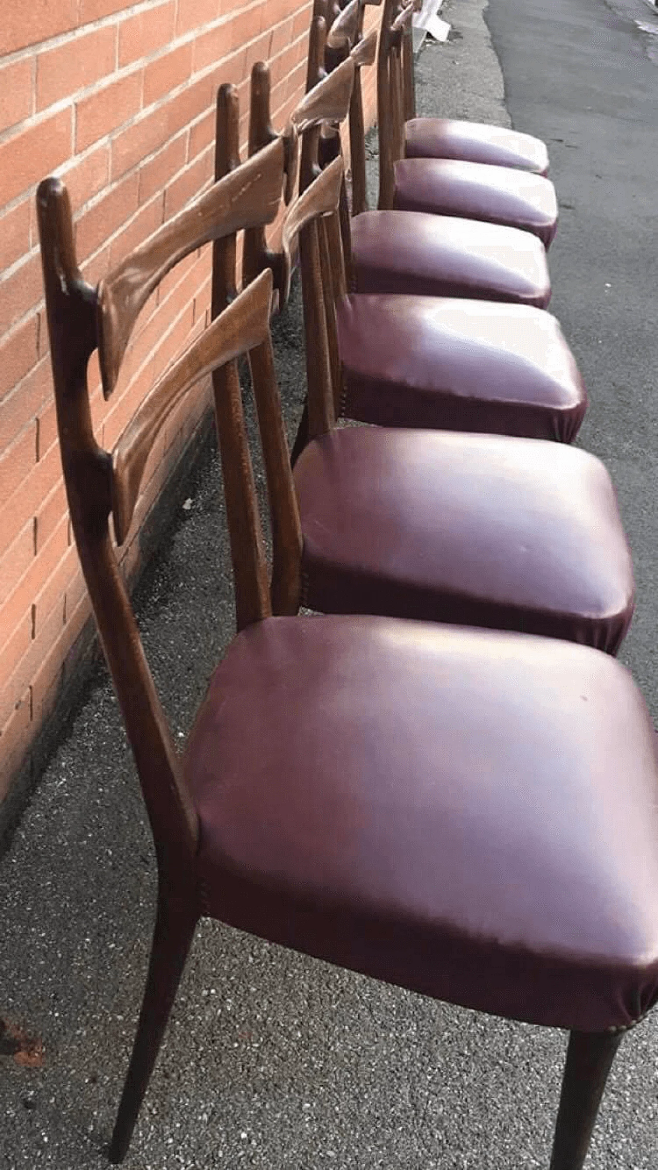 6 Beech and skai chairs, 1950s 1110249