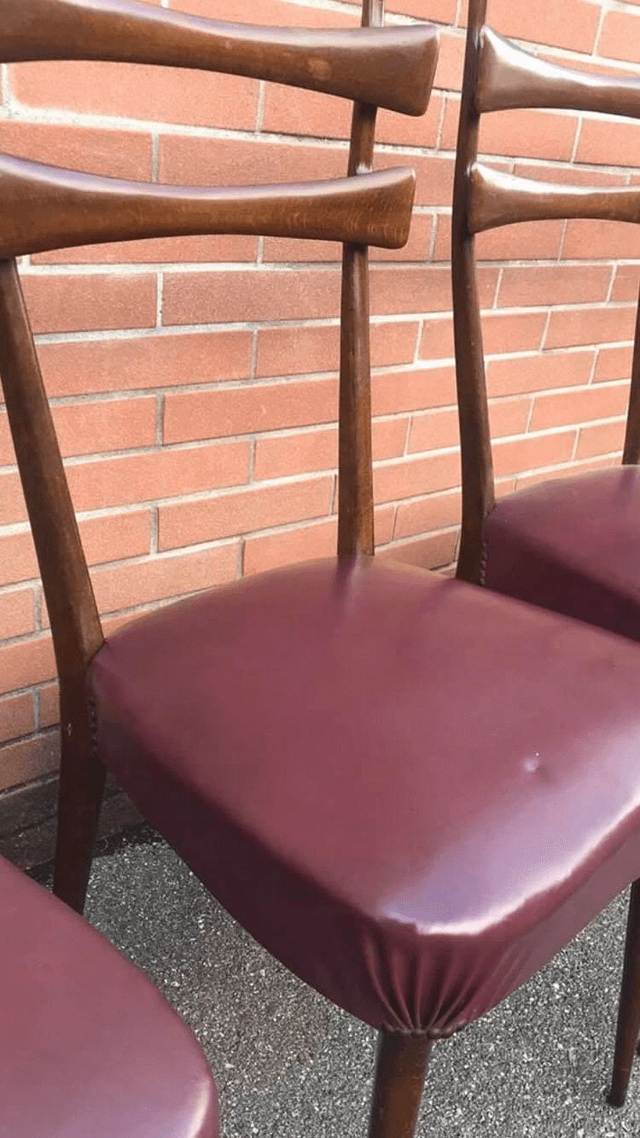 6 Sedie in faggio e skai, anni '50 1110250