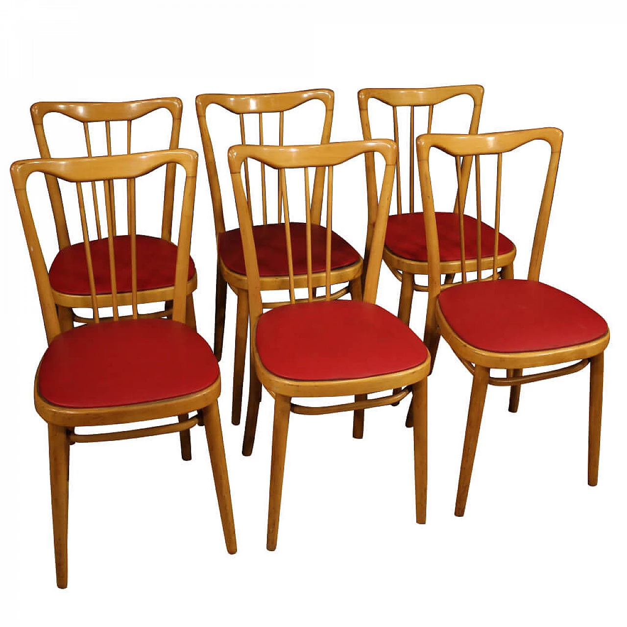 6 Italian design chairs in exotic wood and pleather 1110558