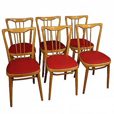 6 Italian design chairs in exotic wood and pleather