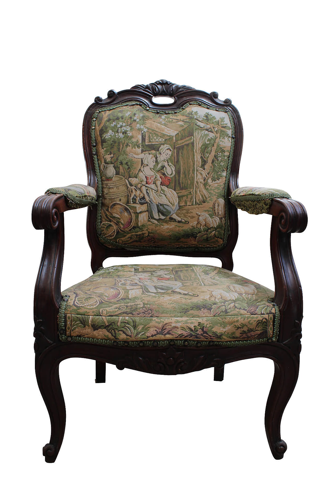 Luigi Filippo armchair with upholstery Aubuson, mid 19th century 1110809
