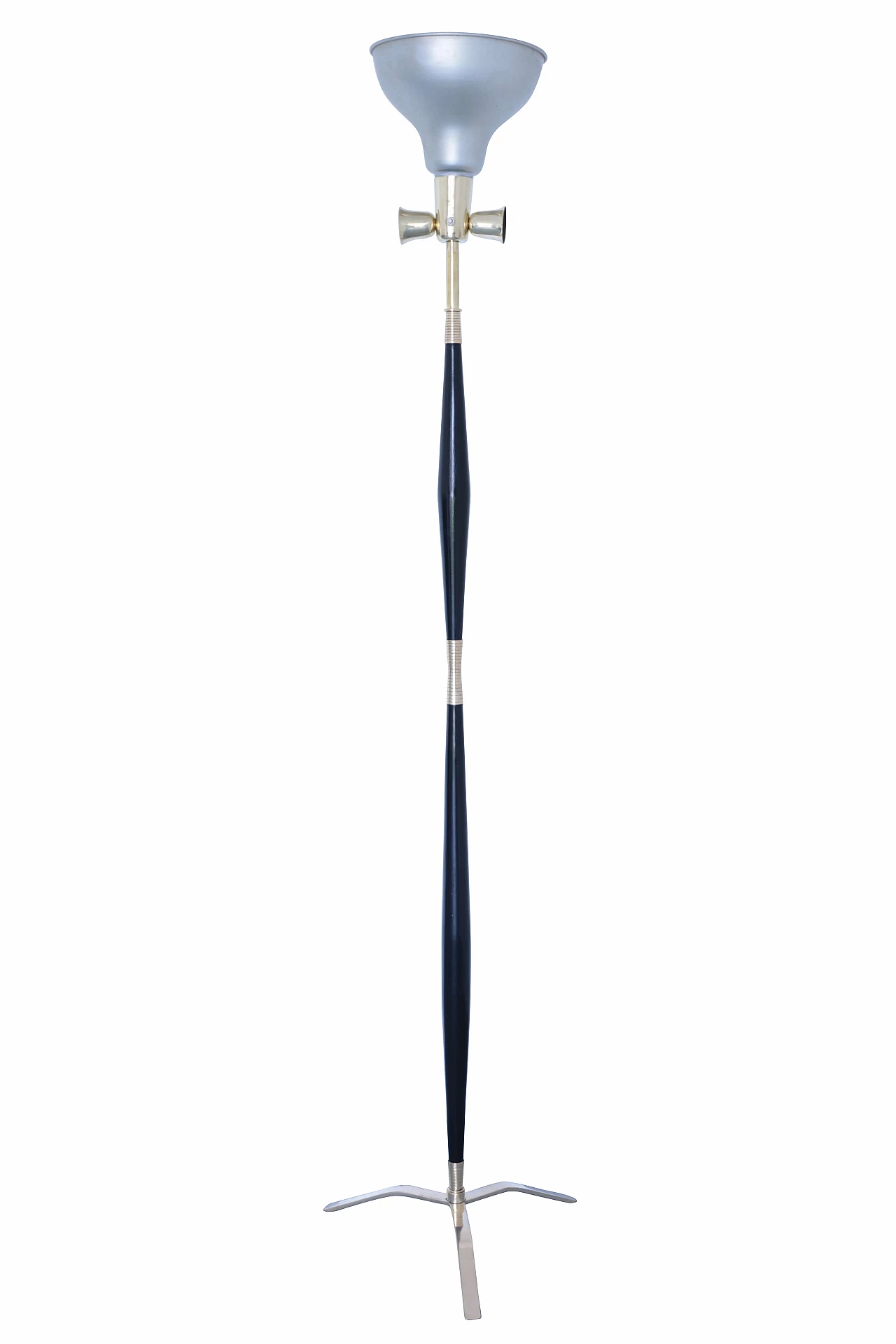 Floor lamp in black lacquered wood and brass details 1110890