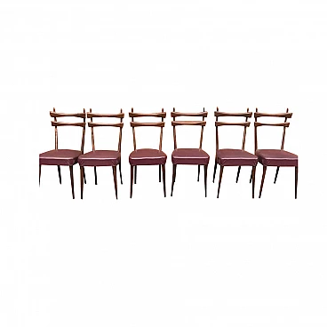 6 Beech and skai chairs, 1950s