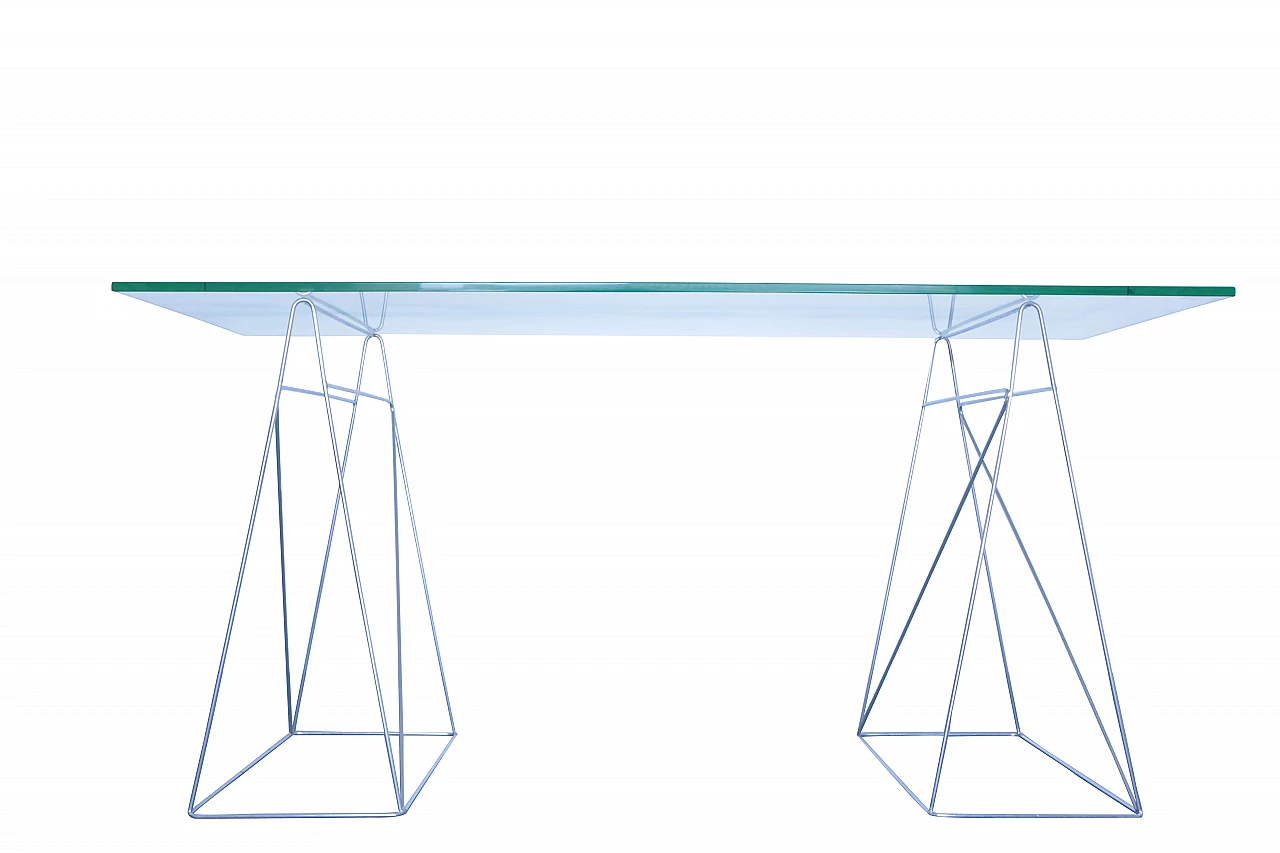 Modern glass and steel console table 1111322