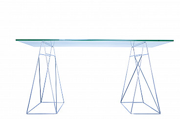 Modern glass and steel console table