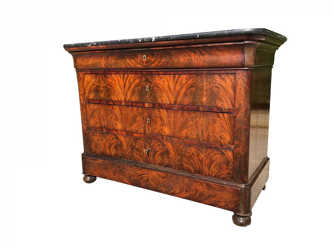 Antica cassettiera in mogano con piano in marmo, 1860 1111349