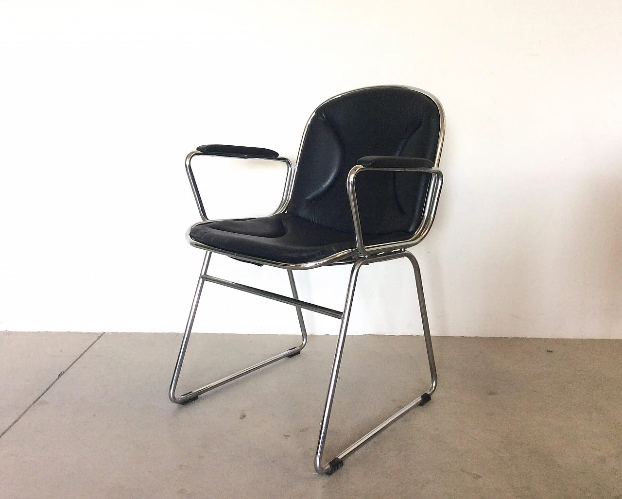 6 steel and skai chairs, 1970s 1111769