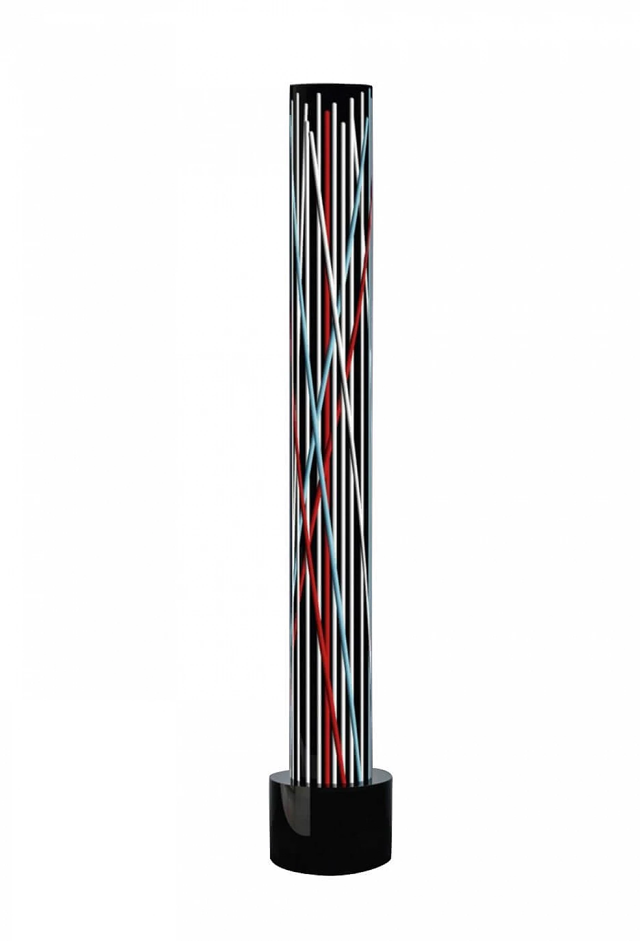 Lampada da terra totem in plexiglass blu, nero, bianco e rosso, 2000 1112013