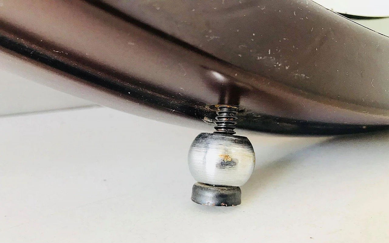 Specchio tondo da parete in legno, anni '70 1112410