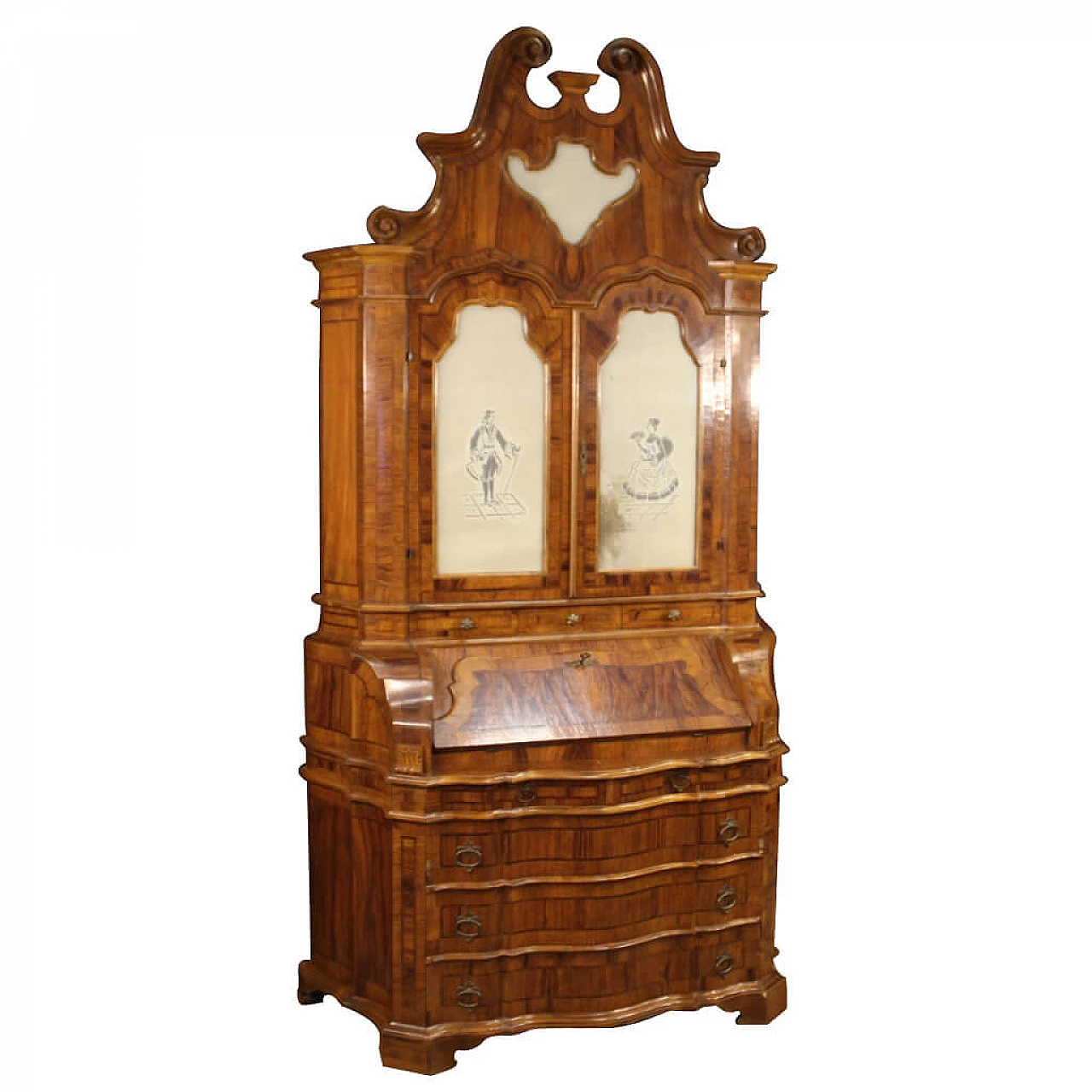 Trumeau veneto in legno di noce, radica di noce e bois de rose 1112423