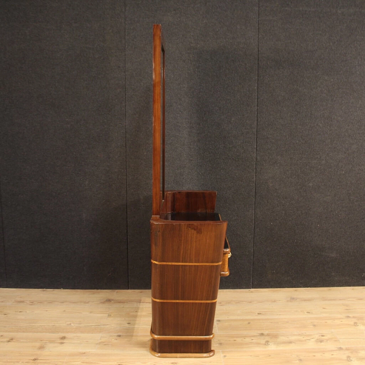 Wood vanity table with glass top, 1970s 1112524