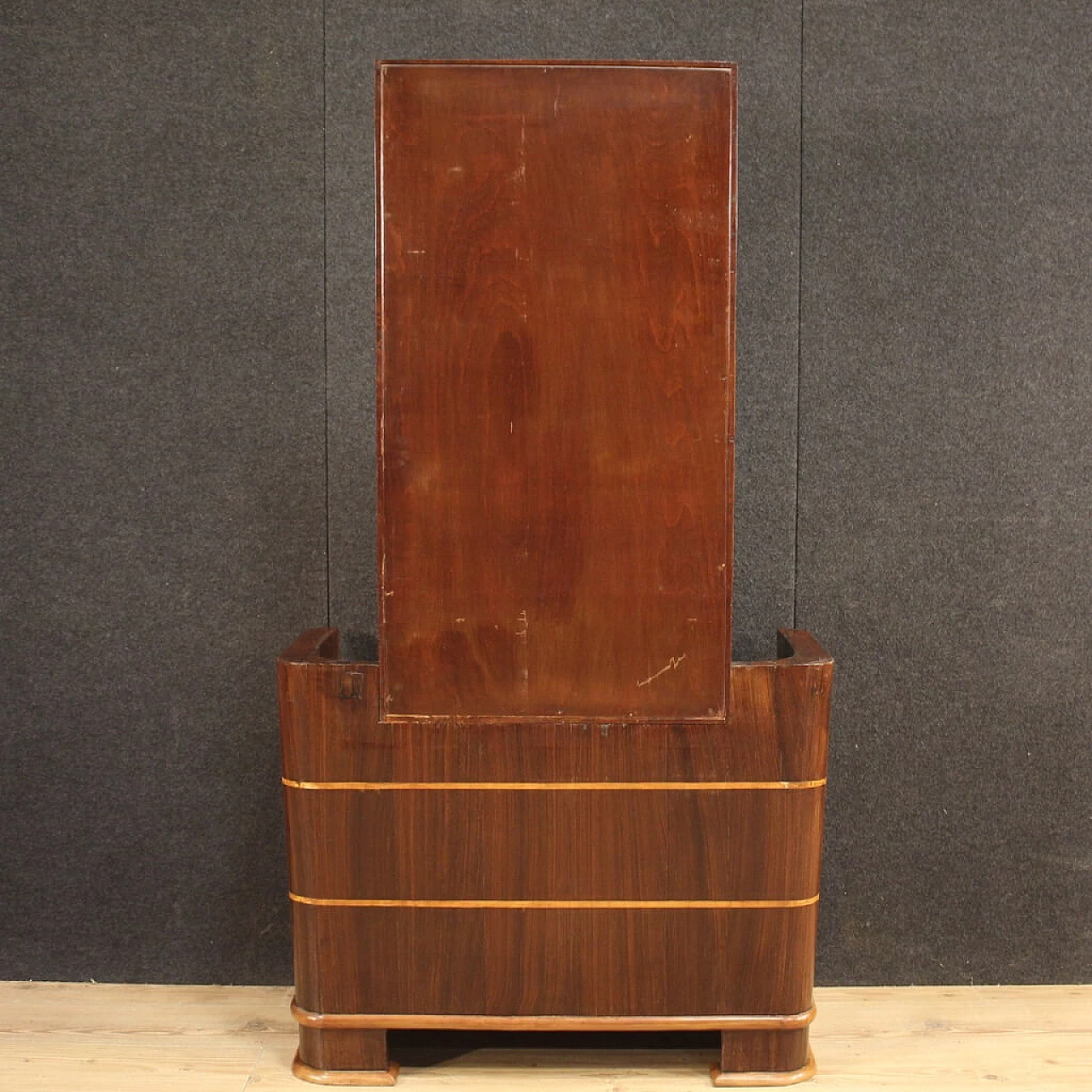 Wood vanity table with glass top, 1970s 1112526