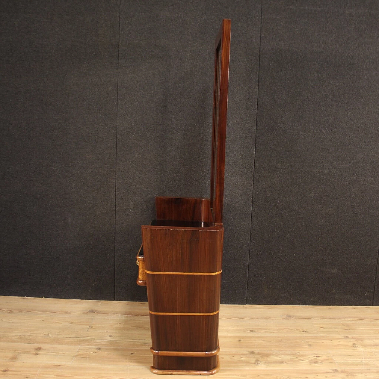 Wood vanity table with glass top, 1970s 1112527