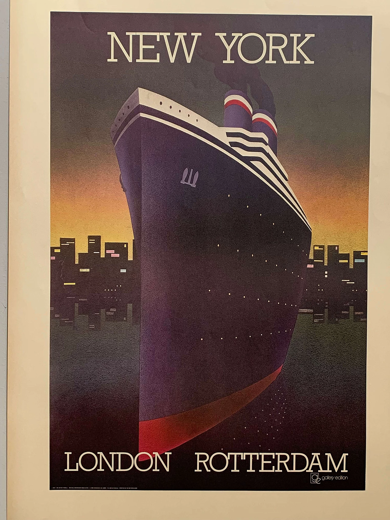 Transatlantic cruise poster by Keith Tirrell, USA, 70s 1112653