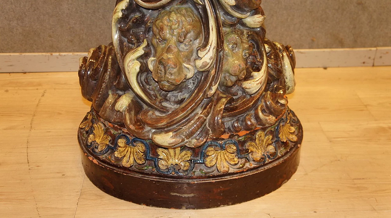 Antique Glazed and painted terracotta flower stand, Italy, 1900s 1112686