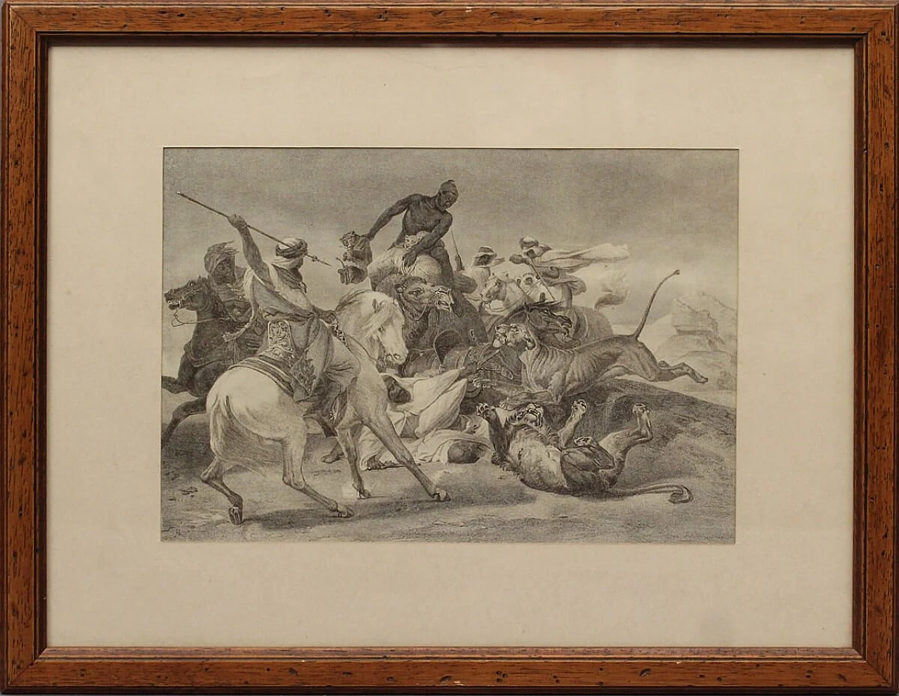 Orientalist print with hunting scene 1112821