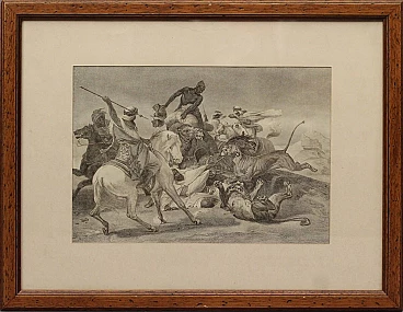 Orientalist print with hunting scene