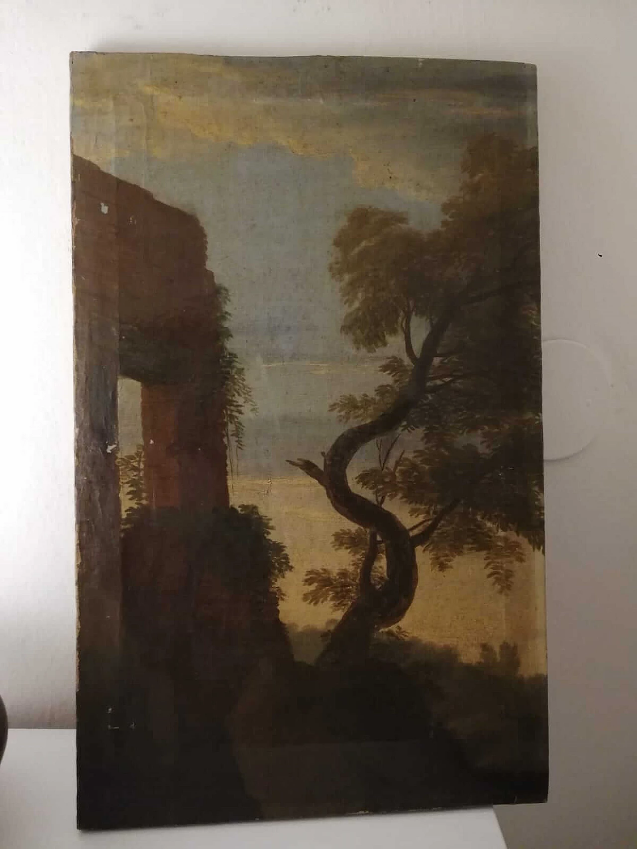 Oil on canvas of landscape with architecture, 18th century 1112826