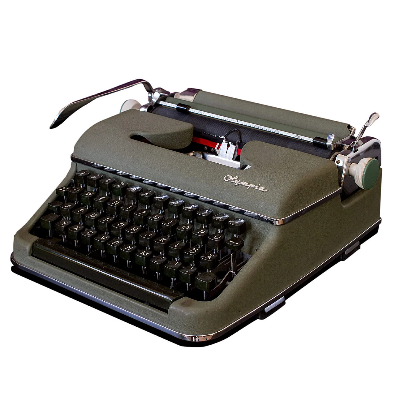 Olympia SM3 greenish typewriter with case, Germany, 50s 1113115