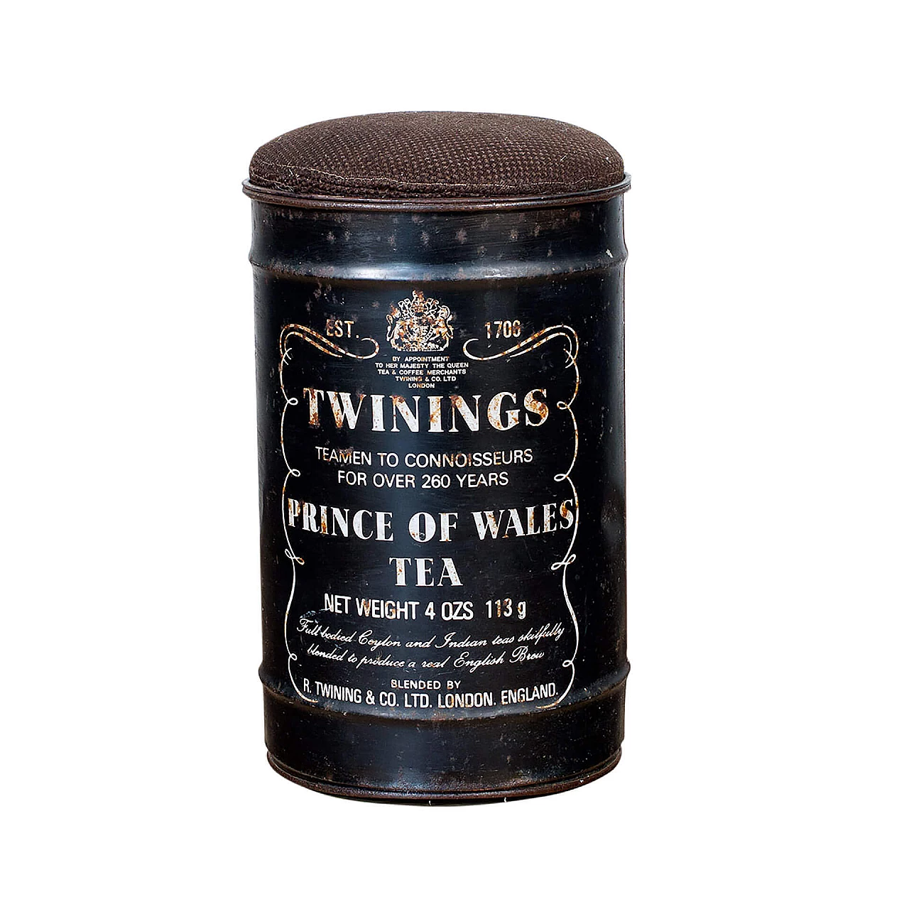 Pouf in stile industriale a forma di contenitore Twinings, anni '70-'80 1113126