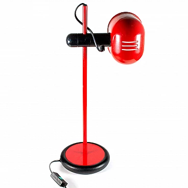 Lampada da tavolo orientabile rossa design, Italia, anni '80
