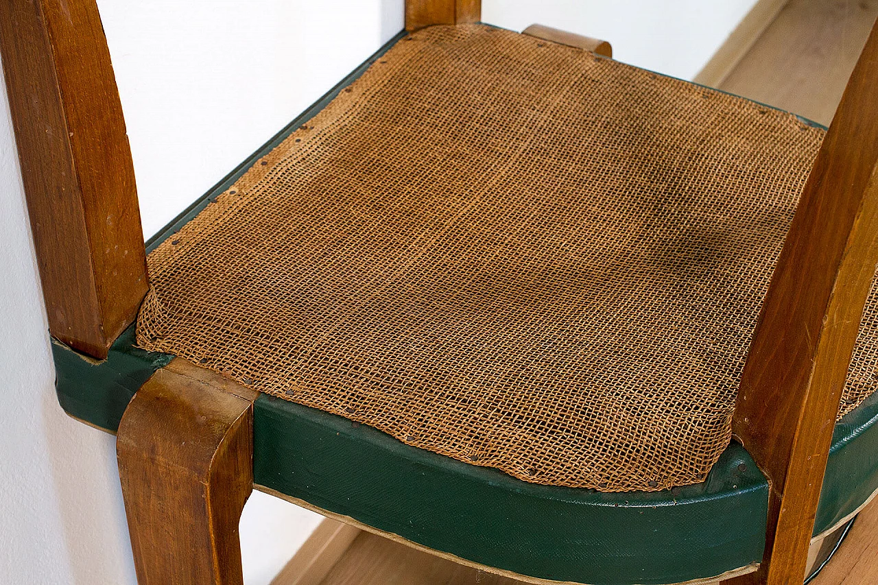 French armchair in wood and green faux leather, France, 40s 1113160