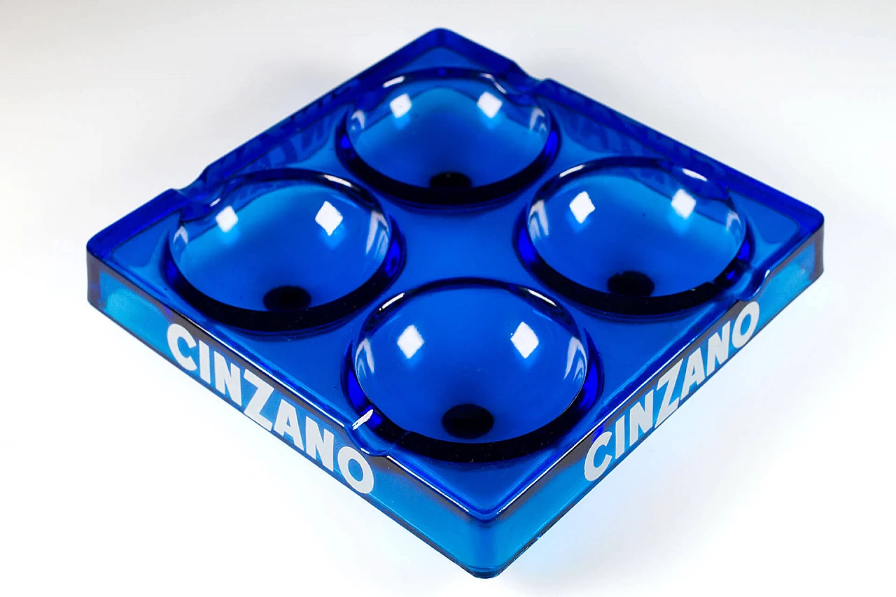 Posacenere Cinzano in vetro blu, anni '60 1113400