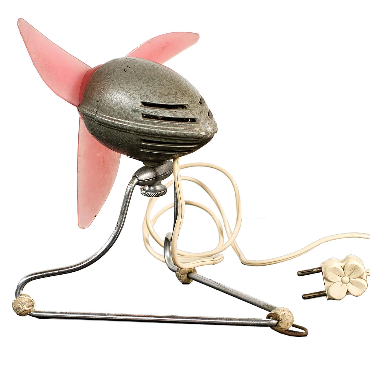 Vintage pink fan, Italy, 50s 1113450