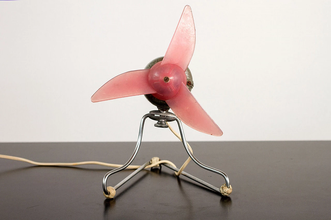 Vintage pink fan, Italy, 50s 1113455