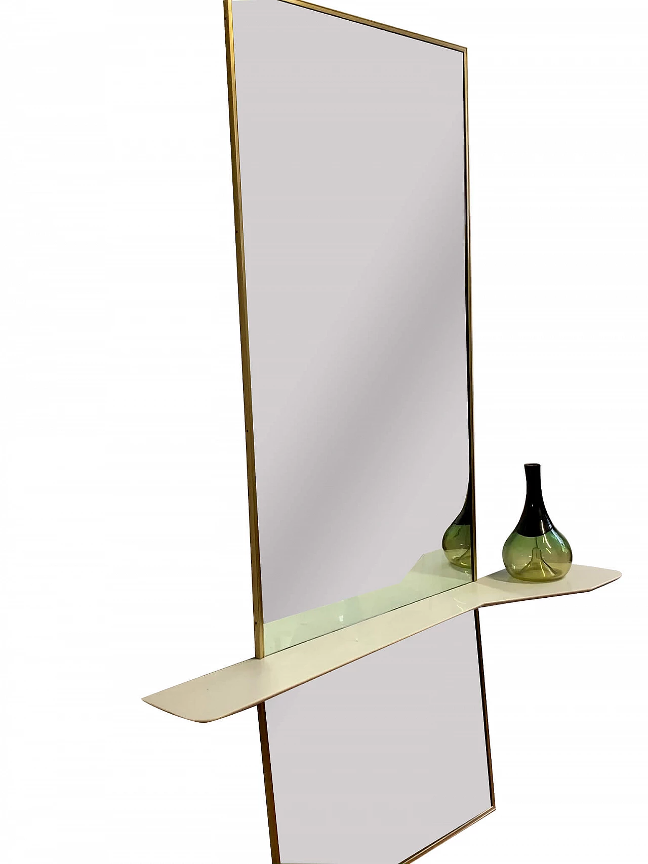 Large mirror with suspended console in white Carrara marble 1113595